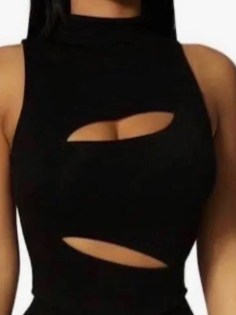 naked wardrobe Black Sleeveless Cutout Tank Top